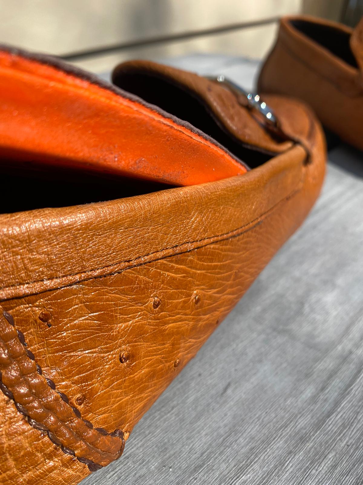 Handmade Orange Ostrich Leather Bag